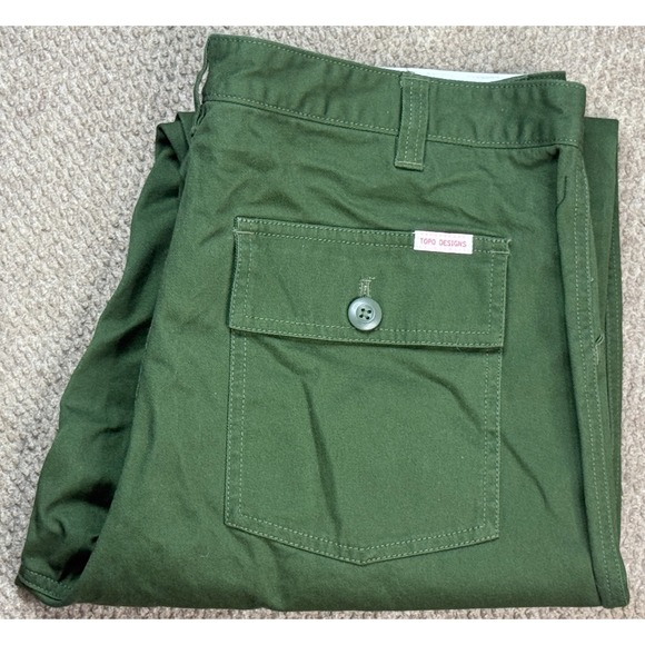 Topo Designs Men's Green Chino Slash Pockets Pants Size 36 R - Picture 10 of 11